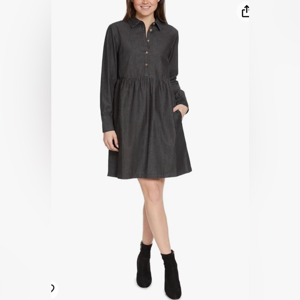 NINE WEST women’s casual cotton soft lightweight Denim Dress long sleeve.